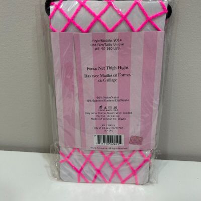 Leg Avenue Fence Net Thigh High Fishnet Stockings Women's Reg Hot Pink 9014