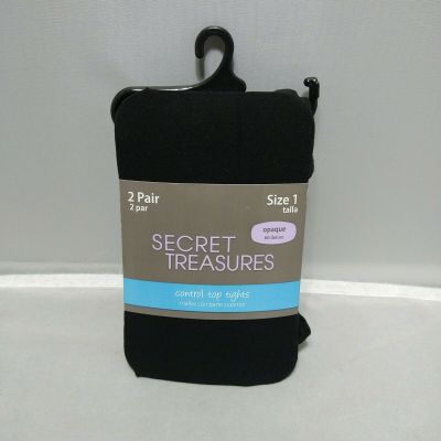 Brand new 2 Pair Secret Treasures Control Top Black Opaque Tights Size 1