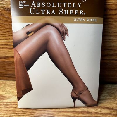 Hanes Absolutely Ultra Sheer Control Top Pantyhose Sandalfoot Size B Style 707