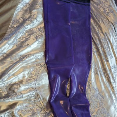 Purple And Black Latex Rubber Stockings Size Small