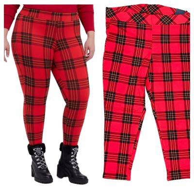 Torrid Premium Legging Pants Red Plaid Full Length Plus Size 4X (26) NWT