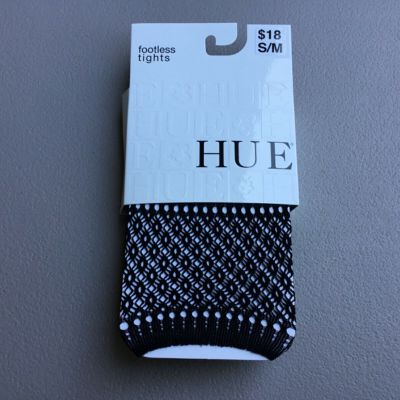 NWT Women’s HUE Openwork Medley Footless Tights Size S/M Black #892G