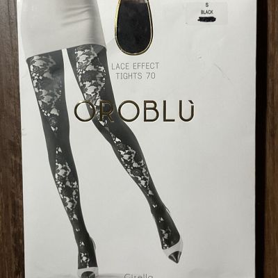 Oroblu Lace Effects Tights Women’s Sz Small Black Gisella 70 Den Made In Italy
