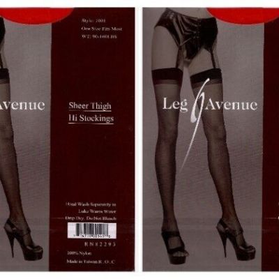 Lot 2 Red Sheer Thigh Hi Stockings One Size Fits Most 90-160 lbs Leg Avenue 1001