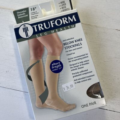 Truform Anti-Embolism Stockings Knee High Short Length Closed Toe: 18 mmHg L