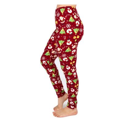 Christmas Print Peach Skin Women's Full Length Patterned Fashion Leggings