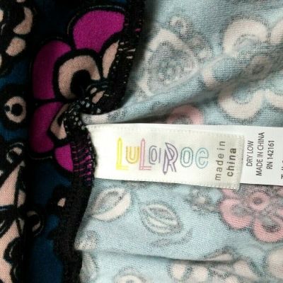 LULAROE Women's Pants Tall and Curvy Floral Blue Pink Leggings