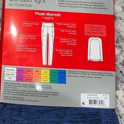 ClimateRight by Cuddl Duds Women Plush Warmth High Rise Fashion Leggings S $35