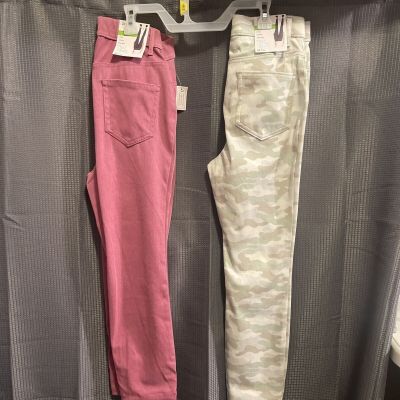 Time And Tru Women's High Rise Jeggings Pants Stretch Pink & Camo Sz XS
