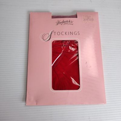 Fredericks of Hollywood Lace Top Stockings Misses OSFA Sheer Red Nylon Stretch