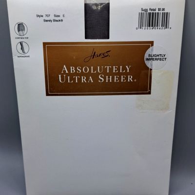 Hanes Absolutely Ultra Sheer Control Top Pantyhose Barely Black Style 707 B