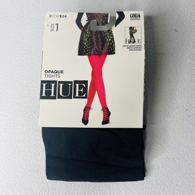 NEW HUE Opaque Tights Non-Control Top Size 1 Blue Navy 1 Pair Pack