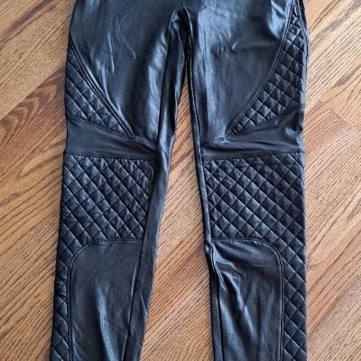 Spanx By Sara Blakely Faux Leather Pull Up Pants Leggings Women's Size M Black