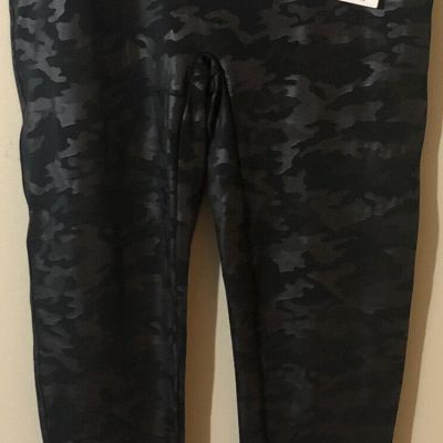 Spanx Womens Faux Leather Camo Leggings Black/Gray Plus Sz 3X NWT