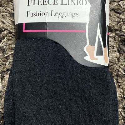 Black Fleece Lined Fashion Leggings  Plus Size 1XL/2XL New With Tags