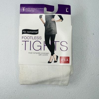No nonsense Women's White Super Opaque Footless Tights - Size L