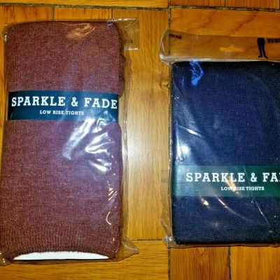 New 2 Pairs URBAN OUTFITTERS Sparkle and Fade Blue Burgundy Tights Pantyhose