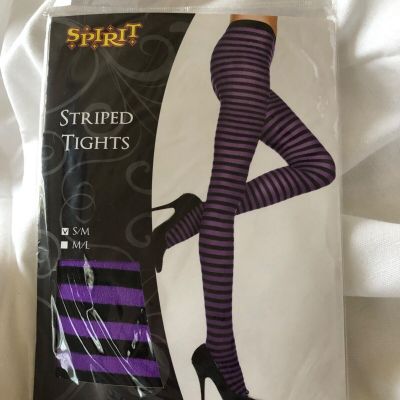 Spirit Back Purple and Black Striped Tights New in Package Black
