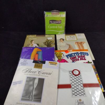 Lot Of 7 Vintage Pantyhose NOS Various Size & Color