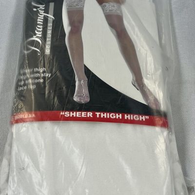 Dreamgirl Costumes Women's One Size Queen White Sheer Thigh High Lace Stocking .