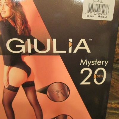 GIULIA MYSTERY VINE TOP CALF DESIGN HOLD UP STOCKINGS  20 DEN 2 SIZES BLACK