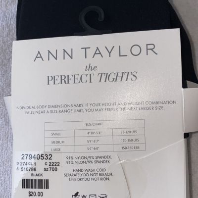 Ann Taylor  Perfect Tights Black Size Medium  (5’4”-5’7”) 120-150lbs