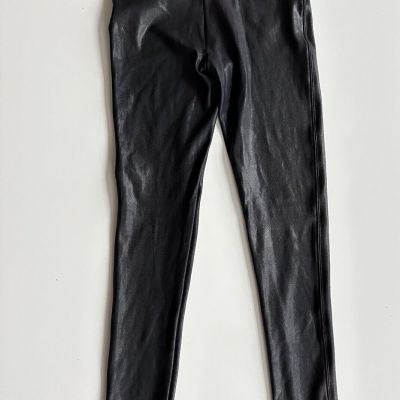 SPANX Faux Leather Black Shiny Leggings Size M