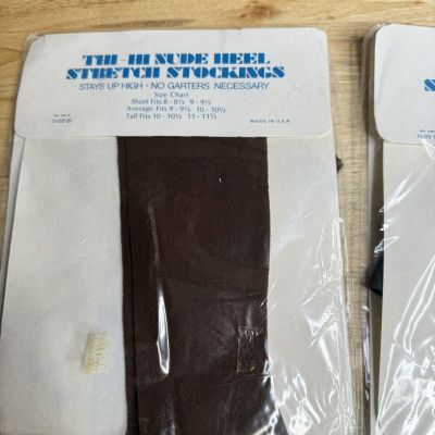 Lot Of 2 Stay Up High Thi-Hi Stretch Stockings Size Tall Off Black And Brown