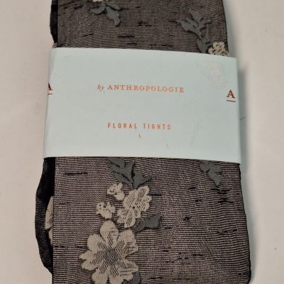 A by Anthropologie Black Sheer Floral Tights NWT $32 Women's Large