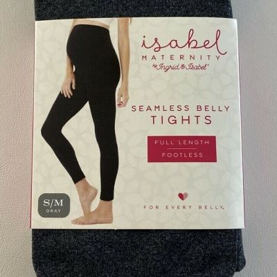Ingrid & Isabel Maternity Seamless Belly Tights  S/M Full Length Footless Gray