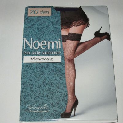 Lace Top 20 Denier Hold-Up Fishnet Stockings by Romartex, Purple, Size 5/XL