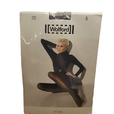 Wolford Alina Patterned Tights Size Small Maroon