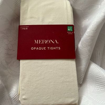 MERONA -SIZE M/L WHITE OPAQUE TIGHTS FOR WOMAN