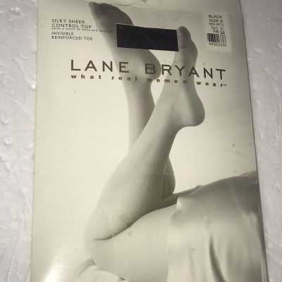 LAYNE BRYANT BLACK STOCKINGS SILKY SHEER CONTROL TOP SIZE E NEW NOS MADE IN USA