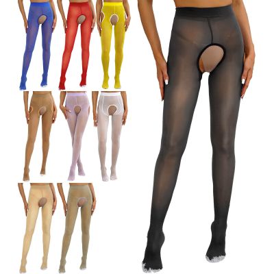 US Womens See Through Stockings Crotchless Tights Lingerie Pantyhose Long Pants