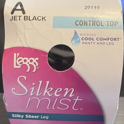 leggs silken mist control top A Jet Black Cool Comfort Small 20110 Silky Sheer
