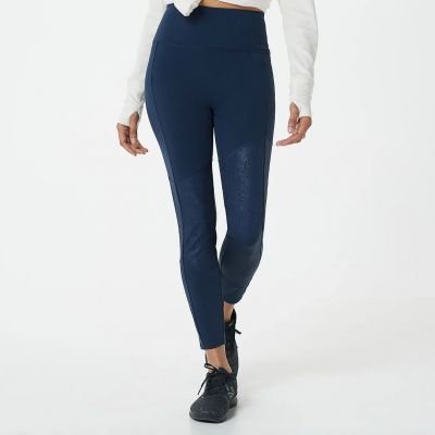 Zuda Leggings Sz M Z-Stretch Full Length With Foil Print - Navy (1X) a390263 -