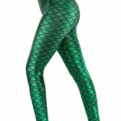 Halloween Shiny Fish Scale Mermaid Leggings for Women Pants S-4XL