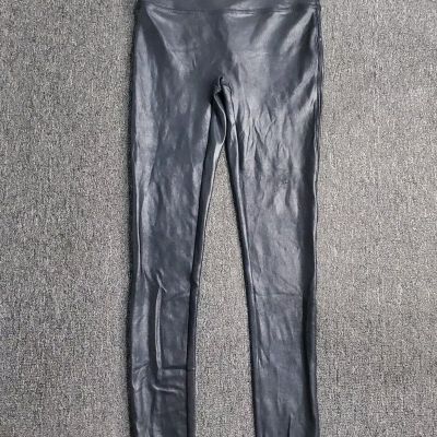 Spanx Womens Faux Leather Leggings Black Size Medium Shiny Lightweight 26X27