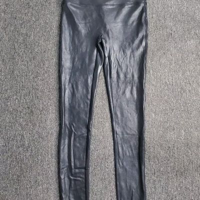 Spanx Leggings Womens Size Medium Black Faux Leather SPANXShape Shiny Fit 26X27