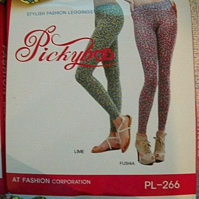 Lot of 2 Womens  Pickyboo Stylish Fashion Leggings S / M Lime Damaged Package