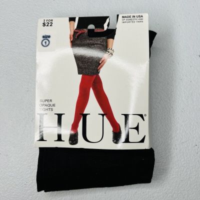 Hue Black Super Opaque Tights Size 1 - New With Tags 1 Pair Pack