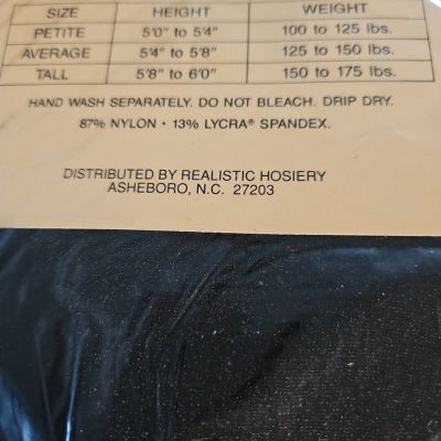 Vintage NIP Realistic Hosiery Glossy Footless Tights Black Size L Large New  USA