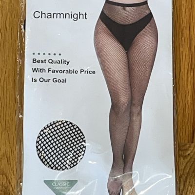 Charmnight Women's Black High Waist Tights Fishnet Stockings, 1 Size 4-12 NEW