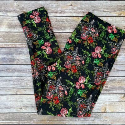 Skull Skeleton Flower Floral Rose Women's Leggings TC2 Extra Plus Size 20-26