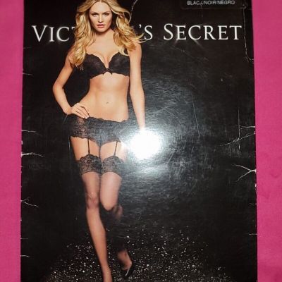 Victoria’s Secret Sexy Black Sheer Lace Top Stockings Size A New Supermodel Legs