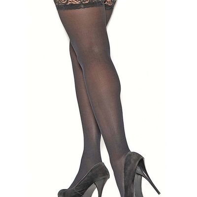 Plus Size Opaque and Fishnet Stay Up Thigh Highs Set Women Queen Black Stockings