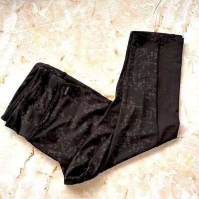 Jockey black/silver geometric women's workout leggings size Large  pre-owned