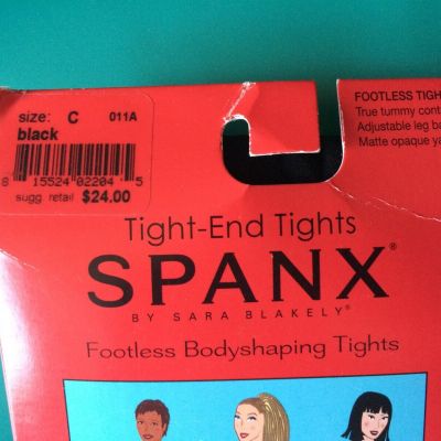 Spanx sz C Black Footless Body Shaping Tights Style 011A NWT