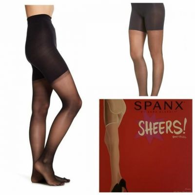 Spanx SHEERS Tights PERFECT Pantyhose BOOTYFULL BLACK Plus Size 7 G 1X 2X 3X